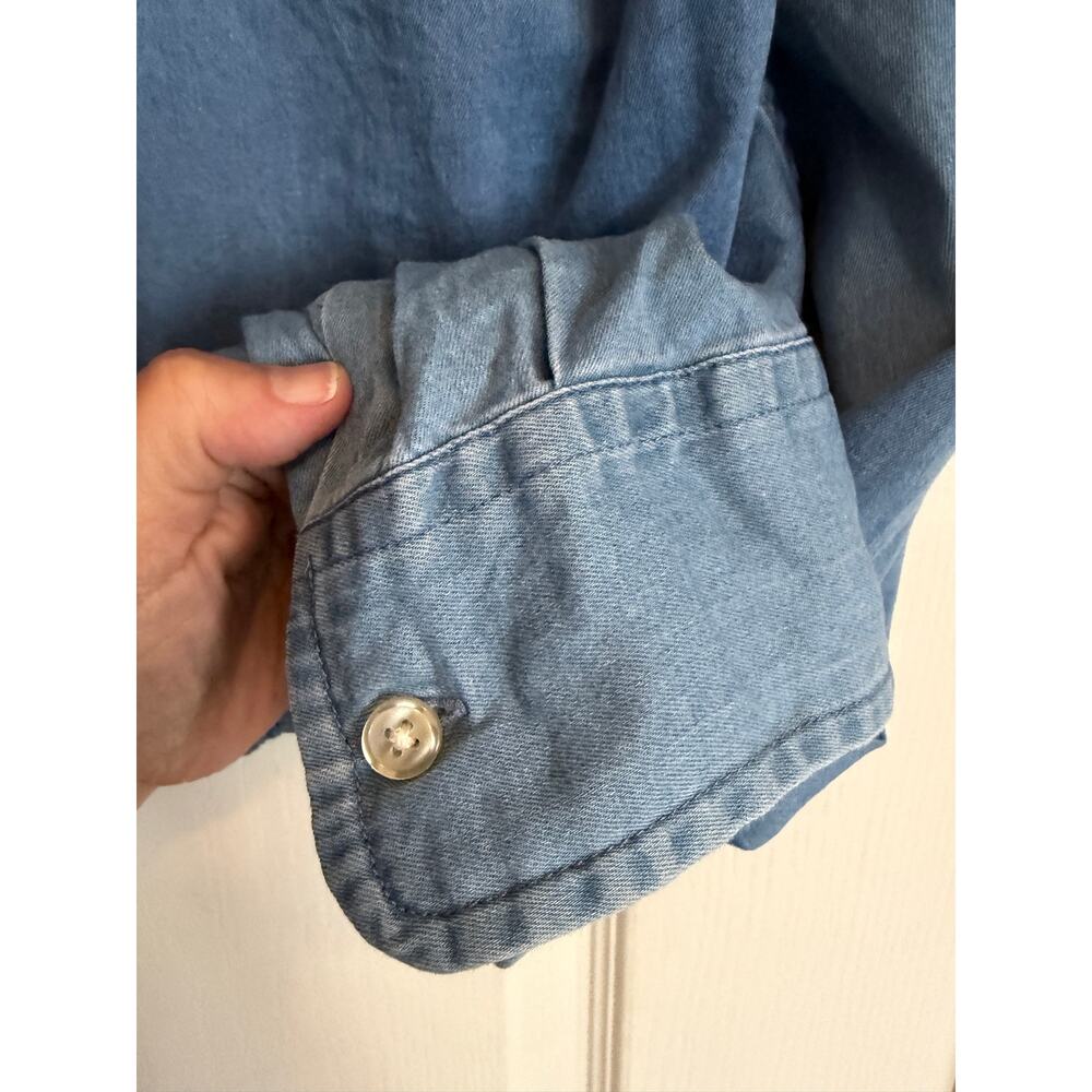 Vintage Carhartt Upcycled Reworked Cropped Chambray Jacket Shirt Size L Y2K - Picture 13 of 14